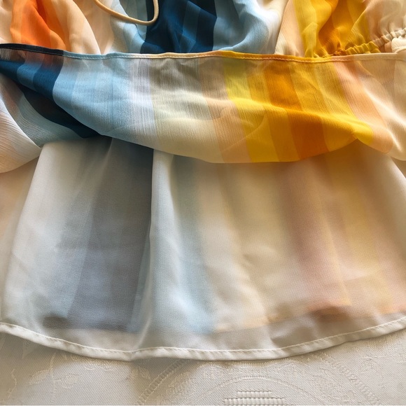 H&M Women’s Size 8 Multicolored Blouse Elastic Chiffon Shirt Spaghetti Straps - Picture 15 of 16